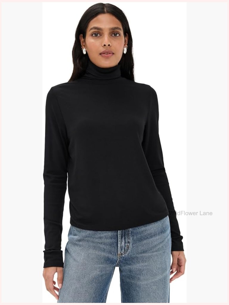 Long Sleeve Turtleneck Pullover Fitted Modal